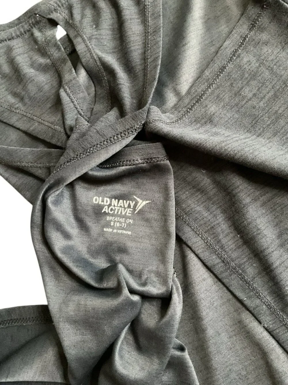 Old Navy Active Girls Charcoal Gray Open Back Tank Top Small (6-7)